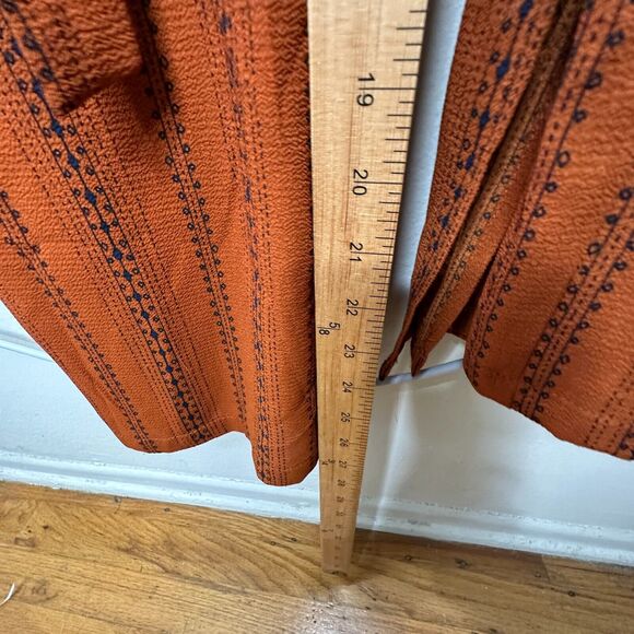 E & M Rust & Black Aztec Print V-Neck Spaghetti Strap Pockets Tie Waist Jumpsuit - Picture 15 of 16